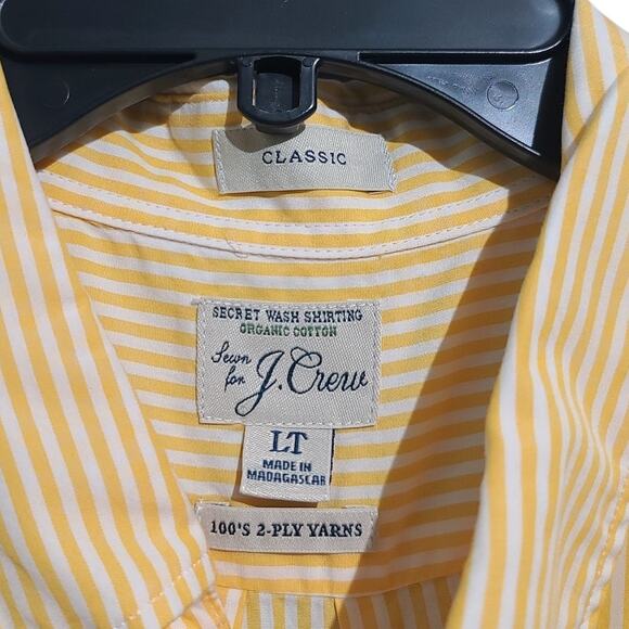 J. Crew Yellow Stripe 2-Ply Classic Button Shirt Size Large Tall NWT - Picture 4 of 6